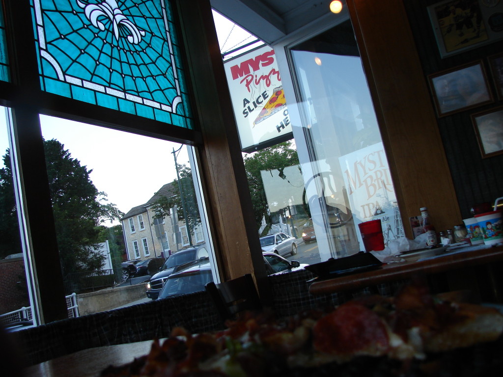 window seat at Mystic Pizza