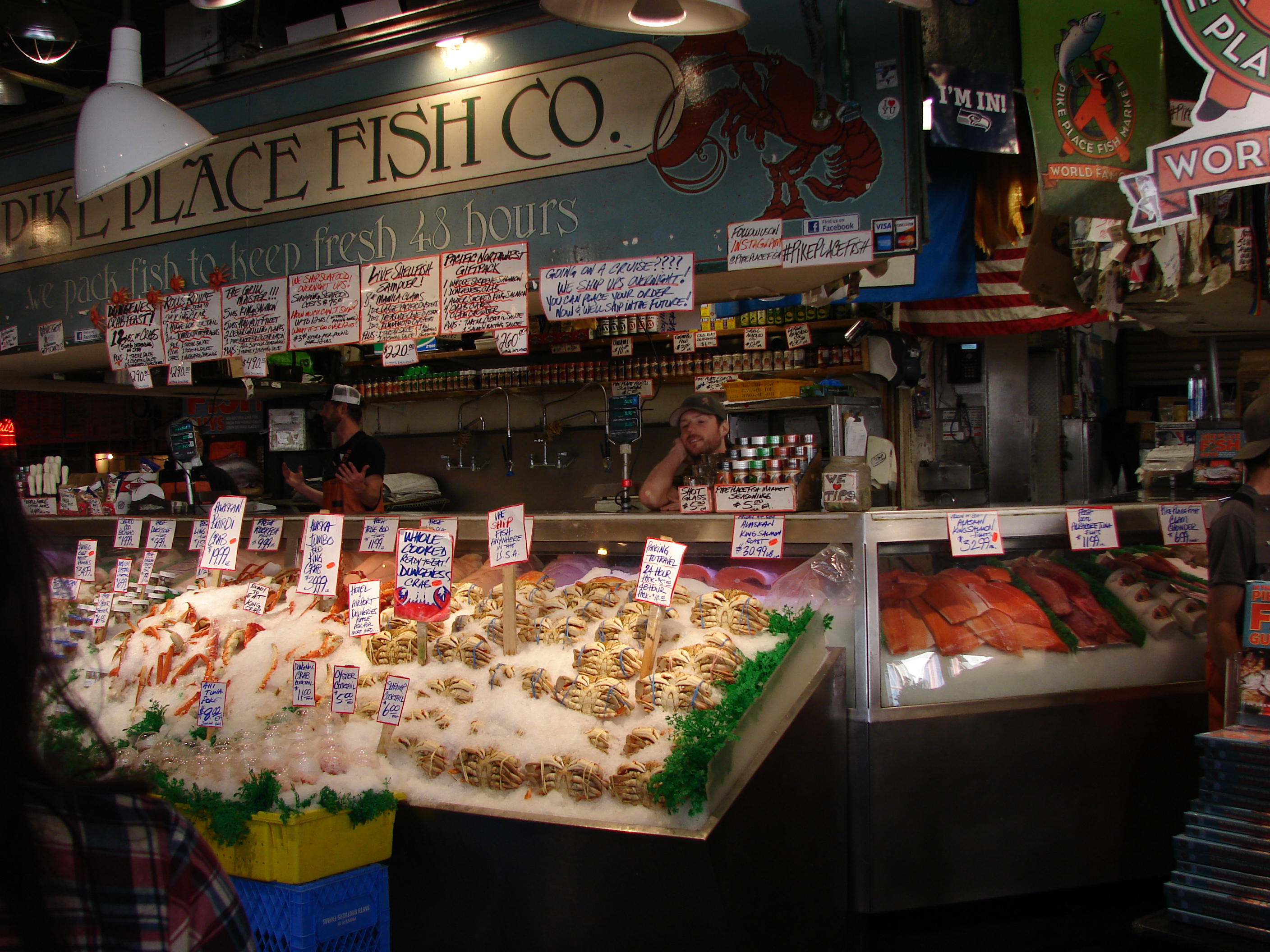 Photo of the famous Pike Place Fish Company, located in Pike Place Market, Seattle