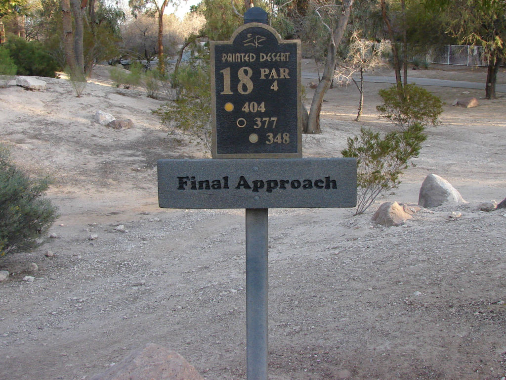 18th hole indicator at Painted Desert GC, Las Vegas
